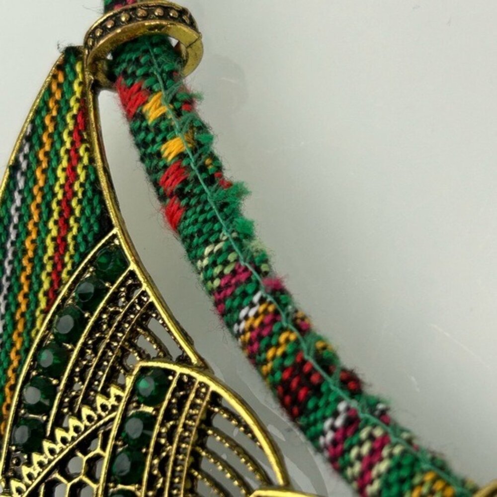 Tribal Beaded Threaded Rhinestone Necklaces Set of 2 Unique Eclectic Statement - Picture 6 of 16
